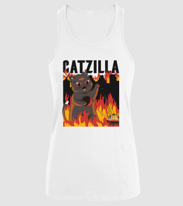 Anime Catzilla model alb pe tricou