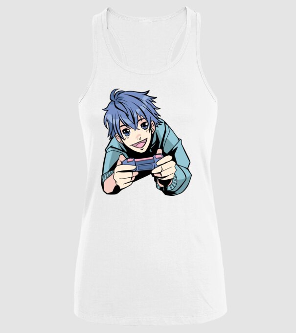 Anime băiat Gamer model alb pe tricou