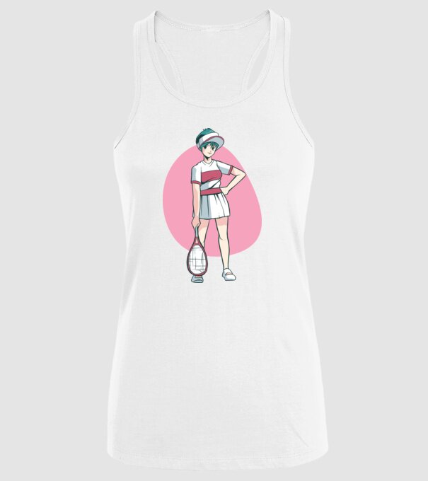 Anime Jucător de tenis fată model alb pe tricou