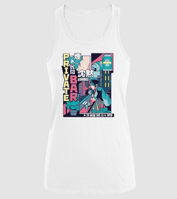Anime Vaporwave benzi desenate model alb pe tricou