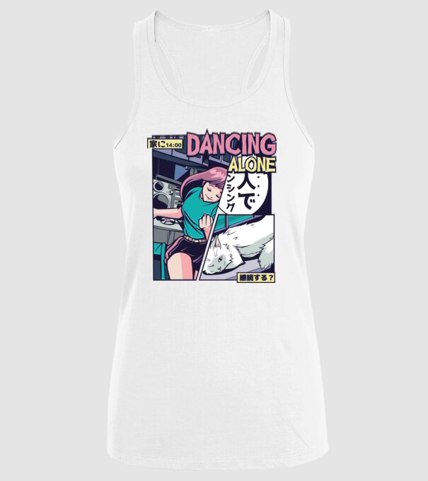 Anime Vaporwave benzi desenate model alb pe tricou