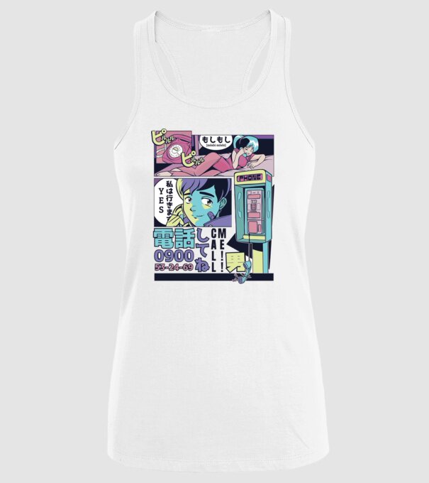 Anime Vaporwave benzi desenate model alb pe tricou