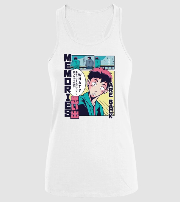 Anime Vaporwave benzi desenate model alb pe tricou