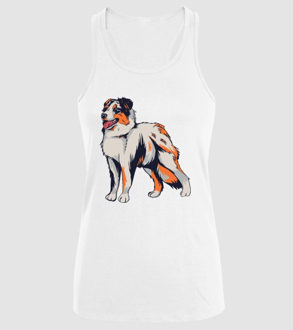 Câine ciobănesc Australian model alb pe tricou