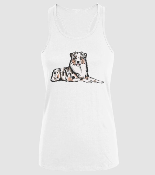 Câine ciobănesc Australian model alb pe tricou
