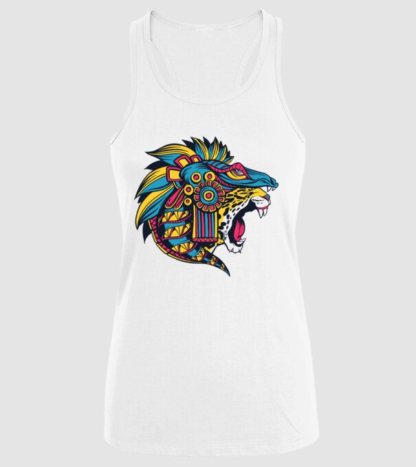 Aztec Jaguar model alb pe tricou