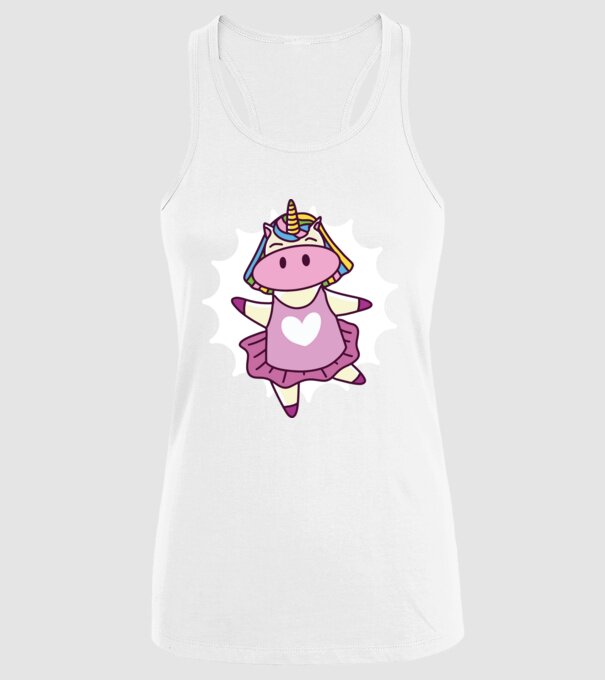 Unicorn dansator de balet model alb pe tricou