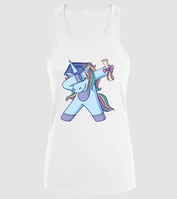 Unicorn Absolvent model alb pe tricou