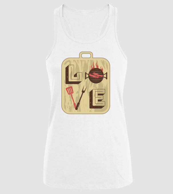 Dragoste BBQ model alb pe tricou