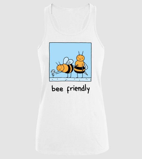 Bee friendly model alb pe tricou