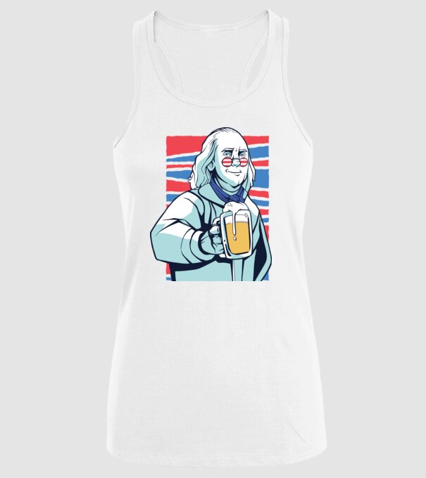 Benjamin Franklin Beer model alb pe tricou