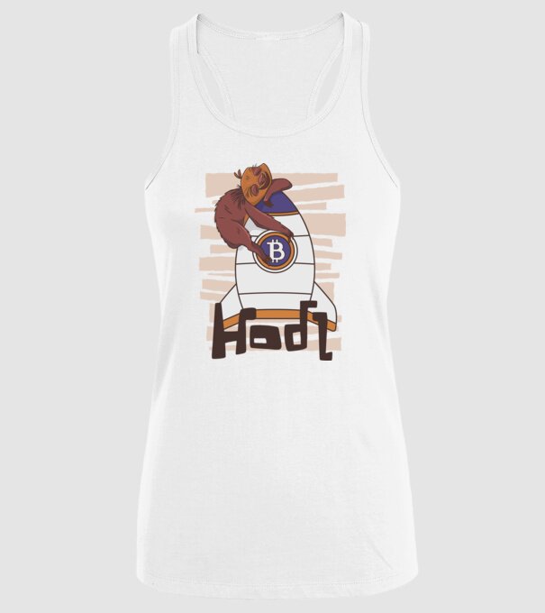 Bitcoin Hodl Leneș model alb pe tricou