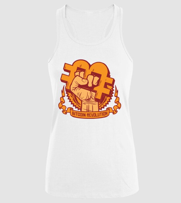Bitcoin Revolution model alb pe tricou