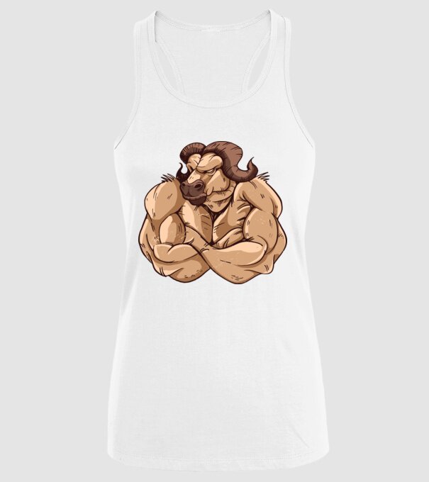 Puternic ca un bivol model alb pe tricou