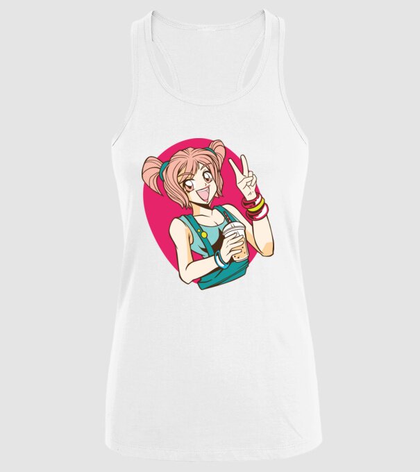 Bobba fată Anime model alb pe tricou