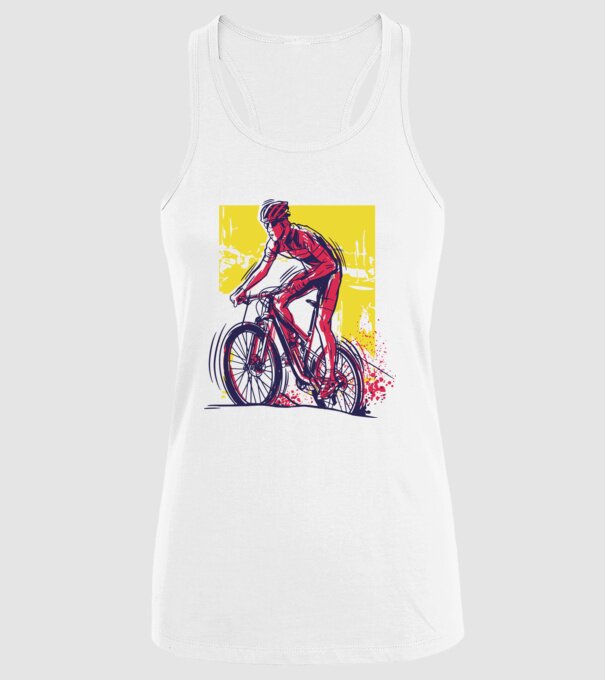 Ciclist model alb pe tricou