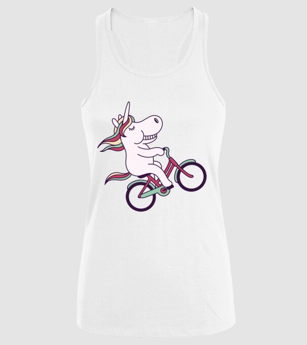 unicorn cu bicicletă model alb pe tricou