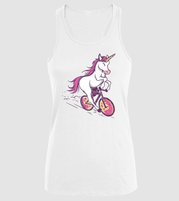 unicorn cu bicicletă model alb pe tricou