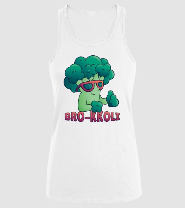 Broccoli model alb pe tricou
