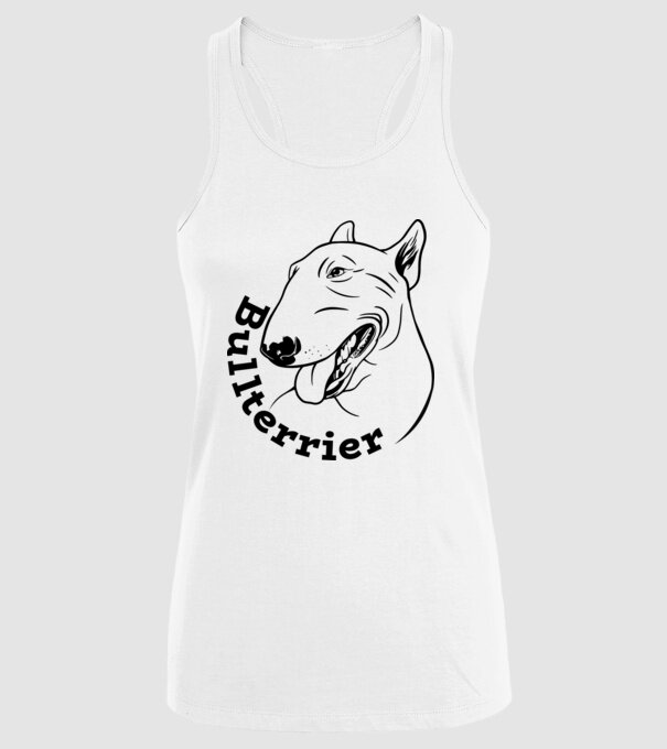 Bull Terrier model alb pe tricou