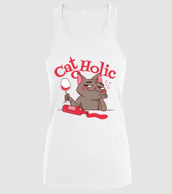 Catoholic - iubitor de pisici model alb pe tricou