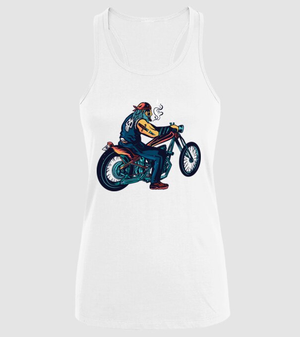 Motociclist Chopper model alb pe tricou