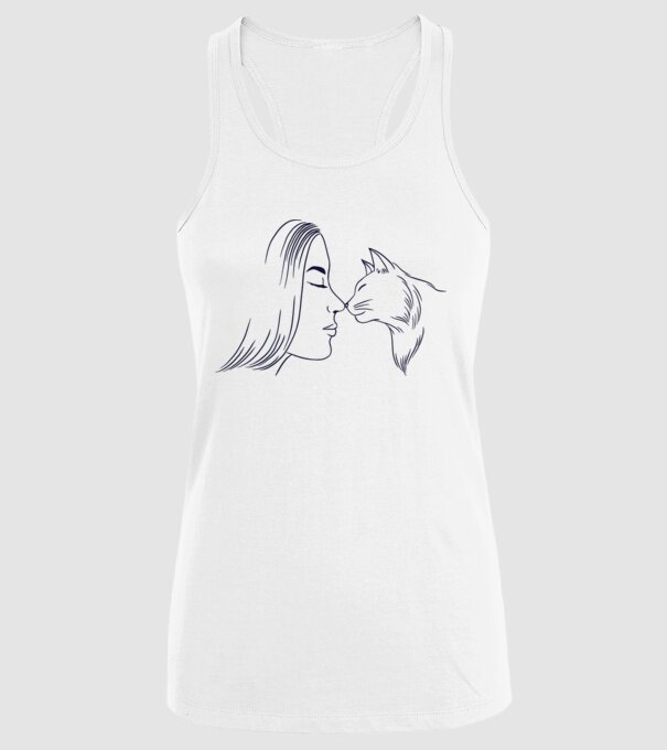 Dragoste Pisică model alb pe tricou