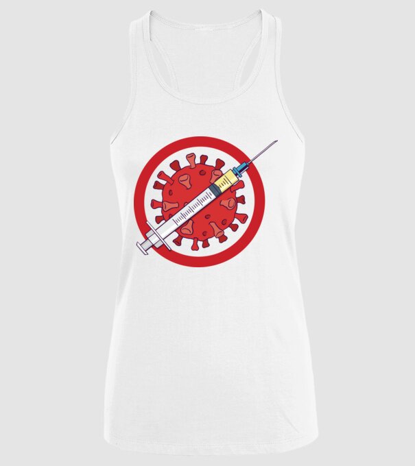 Vaccin virus (?) model alb pe tricou