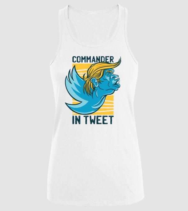 Commander in Tweet - Trump model alb pe tricou