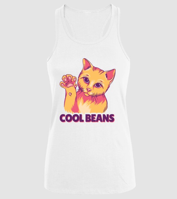 Cool Beans - talpă pisică model alb pe tricou