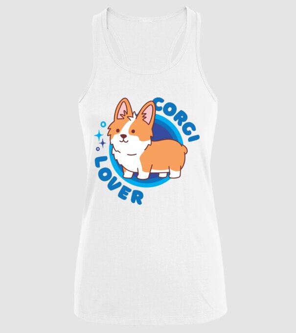 Corgi Lover model alb pe tricou
