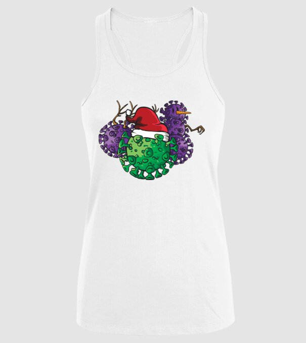 Christmas Covid model alb pe tricou