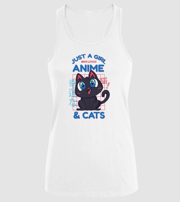 Doar o fată căreia îi place Anime și Pisicile model alb pe tricou