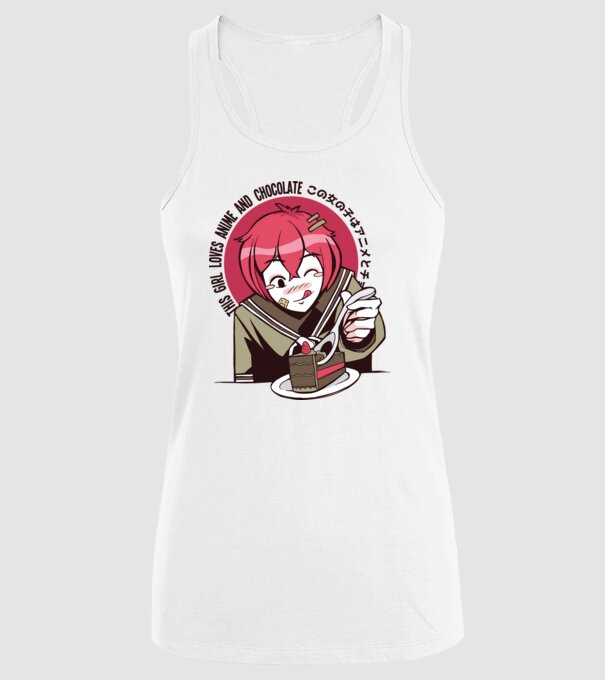Doar o fată căreia îi place Anime și ciocolata model alb pe tricou