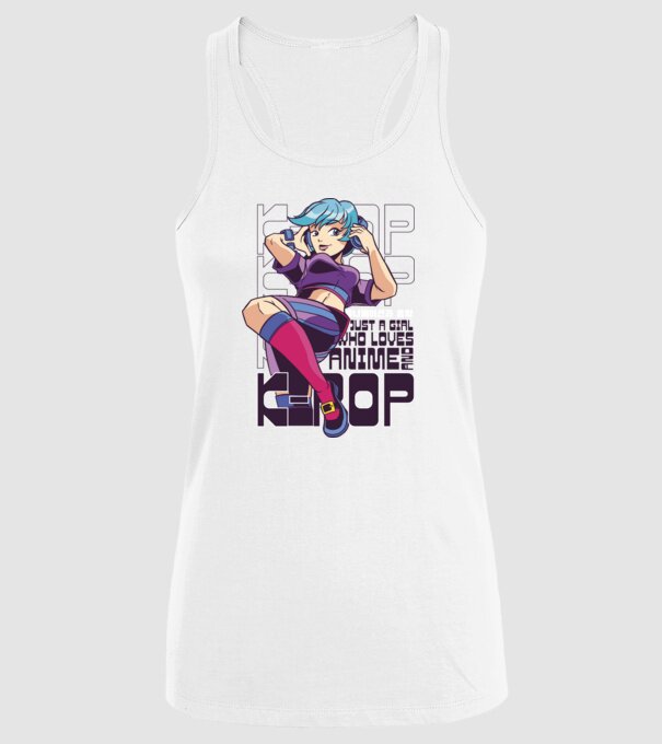 Doar o fată căreia îi place Anime și K-Pop model alb pe tricou