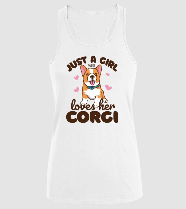 Doar o fată care iubește Corgiul său model alb pe tricou