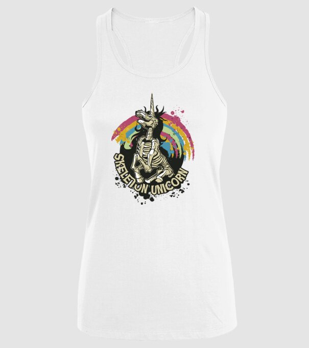 Schelet unicorn model alb pe tricou
