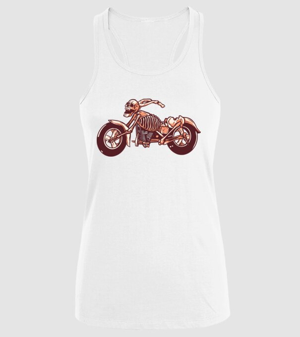 Motocicletă cu Schelet model alb pe tricou