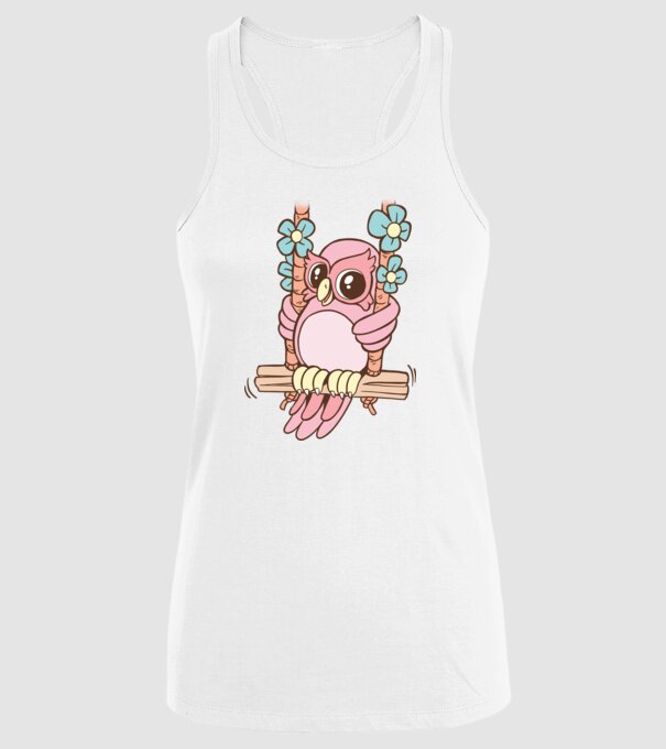 Bufniță drăguță pe un leagăn model alb pe tricou