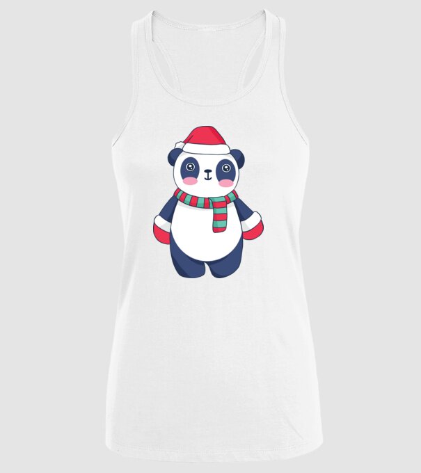 Panda drăguț de Crăciun model alb pe tricou