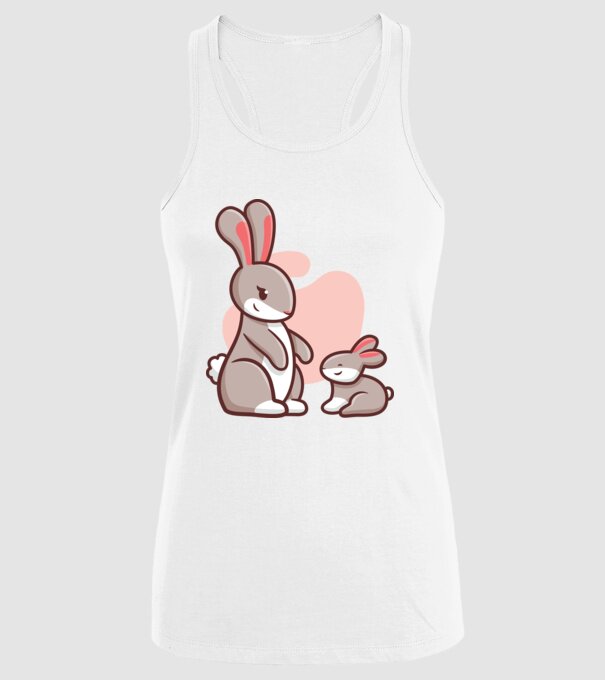 Iepurași drăguți model alb pe tricou