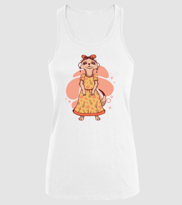 Suricată drăguță model alb pe tricou