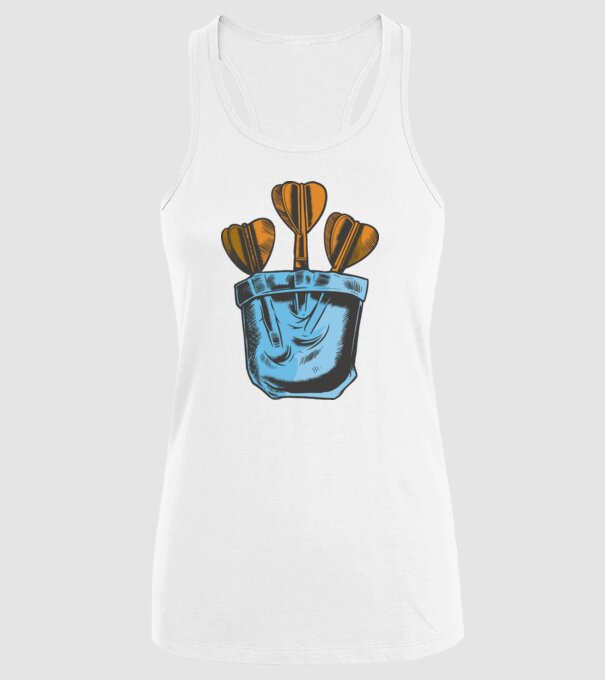 Darts buzunar model alb pe tricou