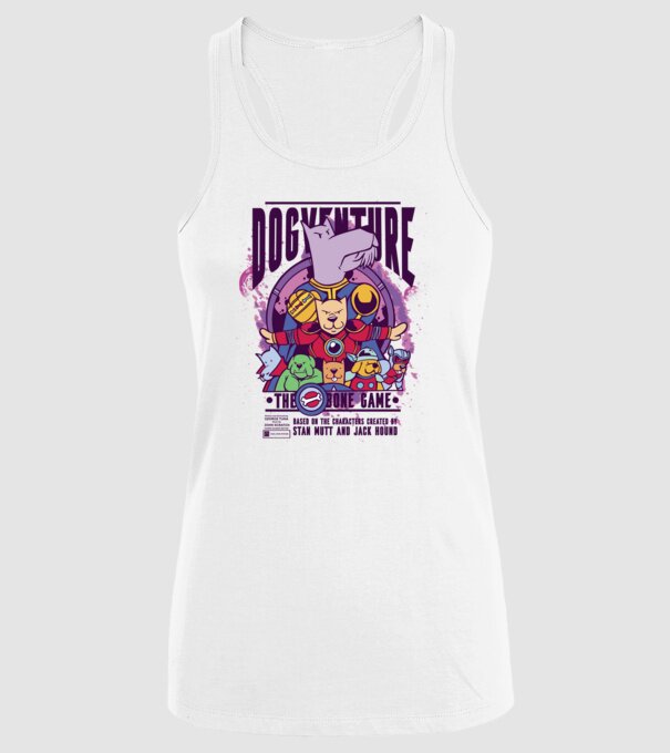 Dogventure The Bone Game model alb pe tricou
