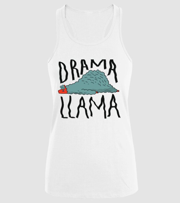 Dramă Lama model alb pe tricou