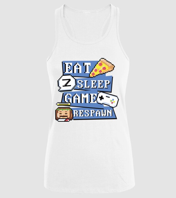 Eat, Sleep, Game respawn model alb pe tricou