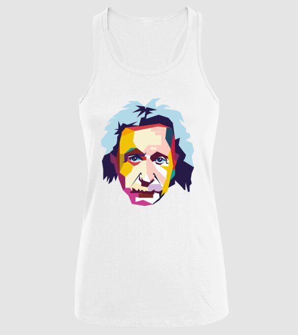 Einstein abstract model alb pe tricou
