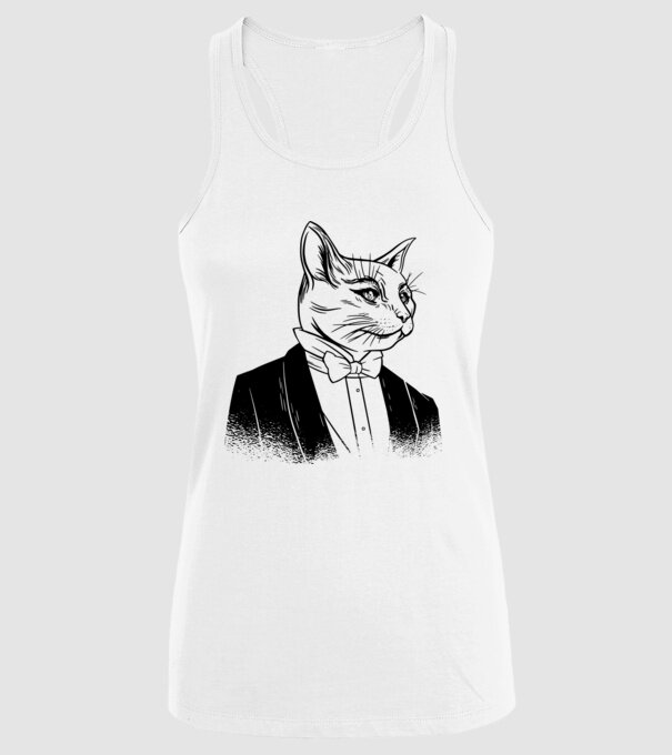Pisică Elegantă model alb pe tricou