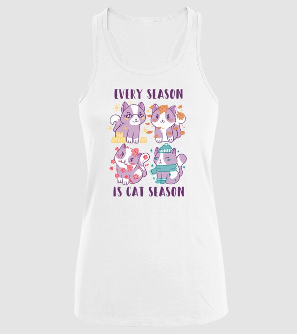 Every Season is Cat Season model alb pe tricou