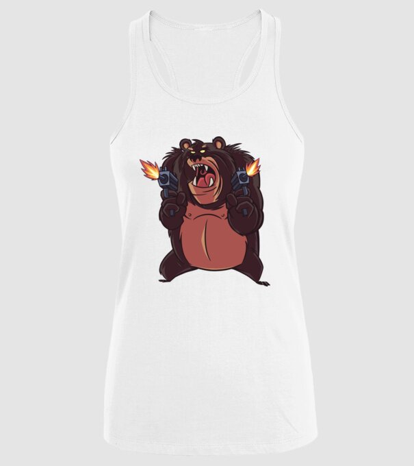 Urs înarmat model alb pe tricou
